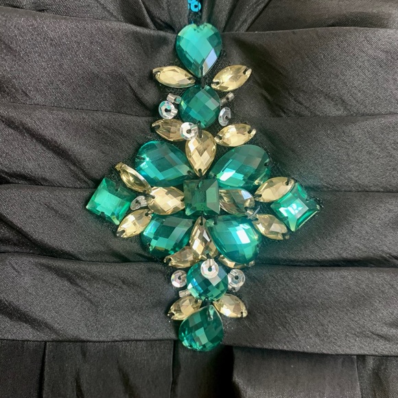 Black and turquoise sequin semi formal gown - Picture 7 of 8